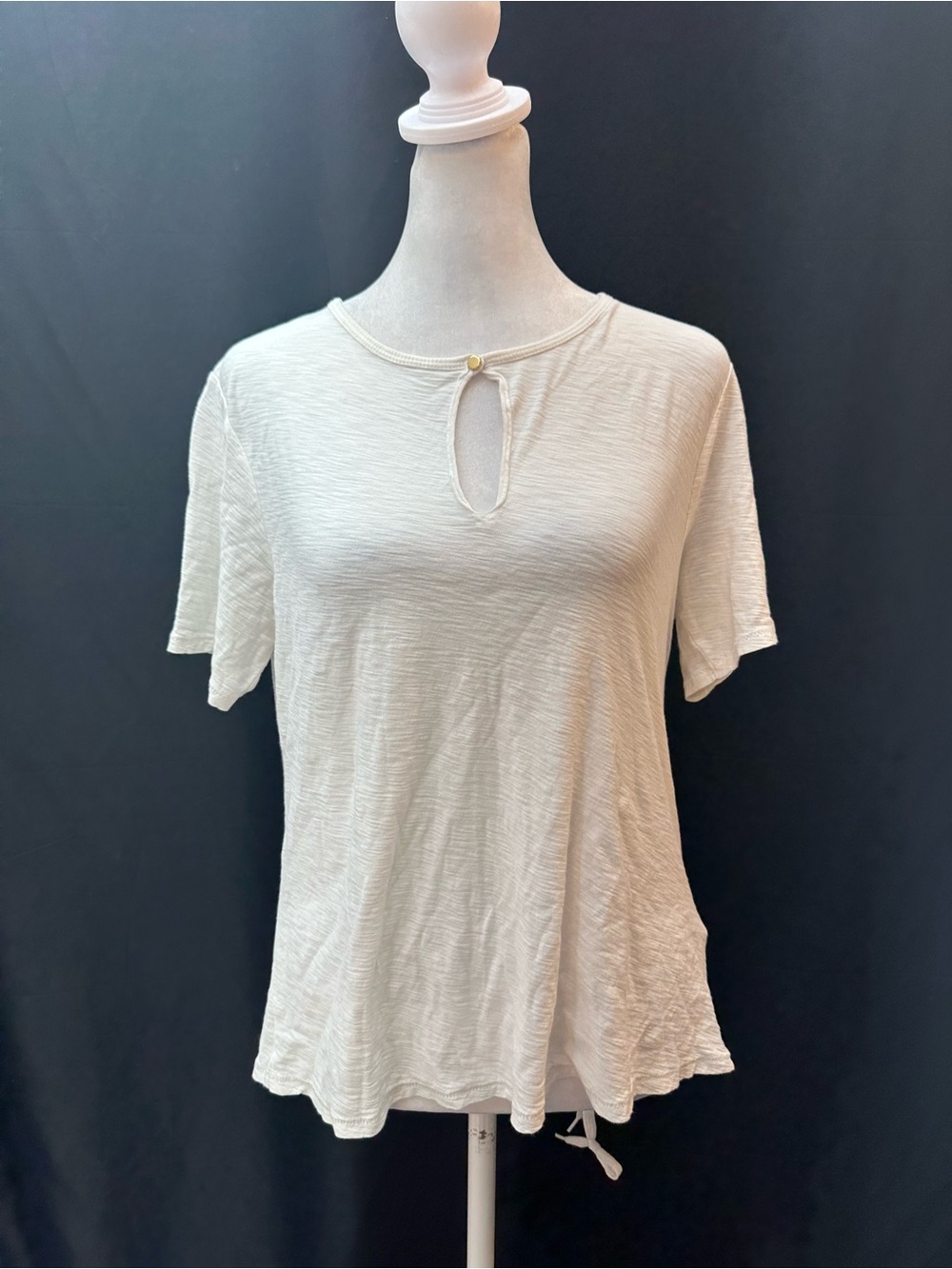 Nation LTD White Cotton Short-Sleeve Keyhole Tee S